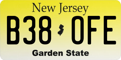 NJ license plate B38OFE