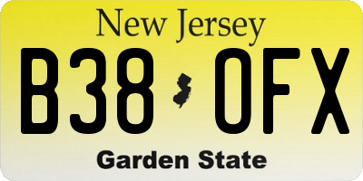 NJ license plate B38OFX