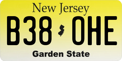 NJ license plate B38OHE