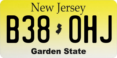 NJ license plate B38OHJ