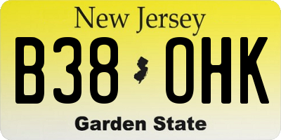 NJ license plate B38OHK