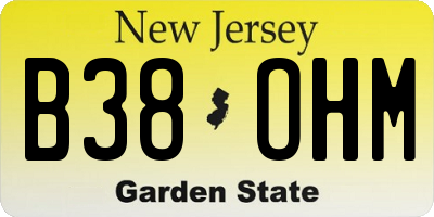 NJ license plate B38OHM