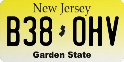 NJ license plate B38OHV