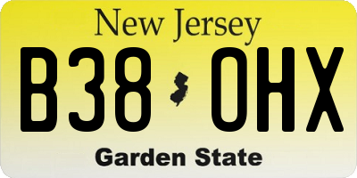 NJ license plate B38OHX
