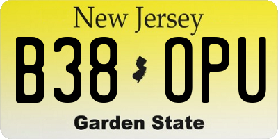 NJ license plate B38OPU