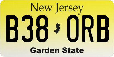 NJ license plate B38ORB