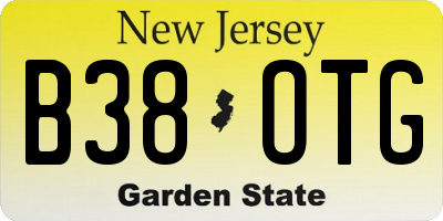 NJ license plate B38OTG