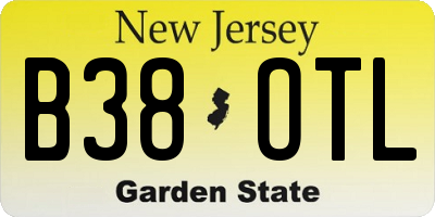 NJ license plate B38OTL