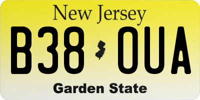 NJ license plate B38OUA