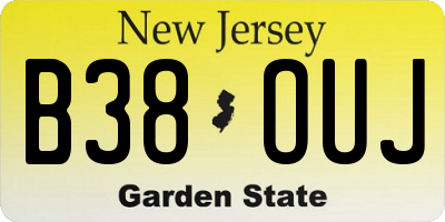 NJ license plate B38OUJ