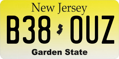 NJ license plate B38OUZ