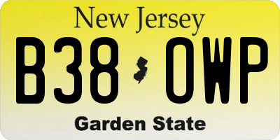 NJ license plate B38OWP