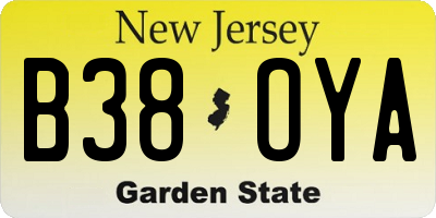 NJ license plate B38OYA