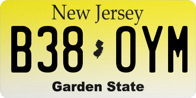 NJ license plate B38OYM