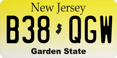 NJ license plate B38QGW