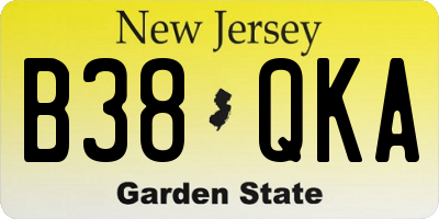NJ license plate B38QKA