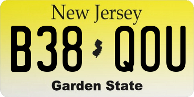 NJ license plate B38QOU