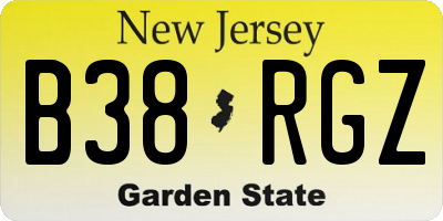 NJ license plate B38RGZ