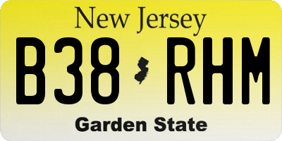 NJ license plate B38RHM