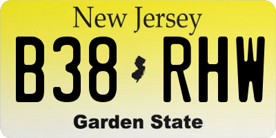 NJ license plate B38RHW