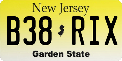 NJ license plate B38RIX