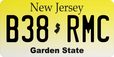 NJ license plate B38RMC