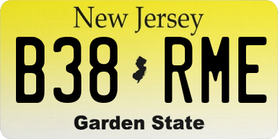 NJ license plate B38RME