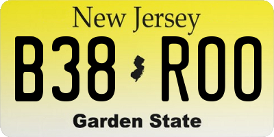NJ license plate B38ROO