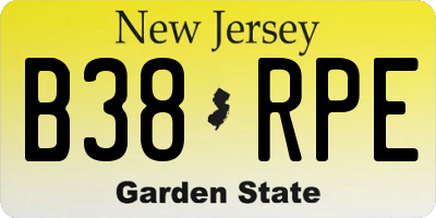 NJ license plate B38RPE