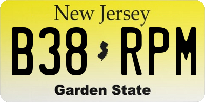 NJ license plate B38RPM