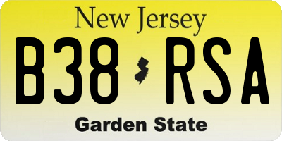 NJ license plate B38RSA