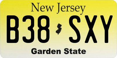 NJ license plate B38SXY