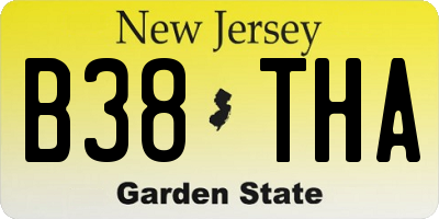 NJ license plate B38THA