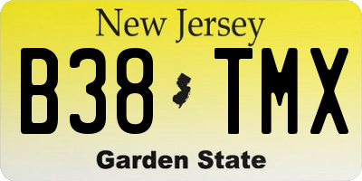 NJ license plate B38TMX