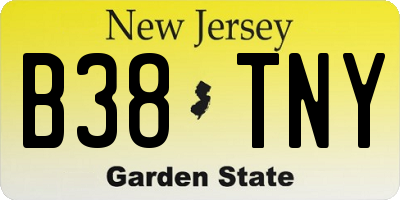 NJ license plate B38TNY