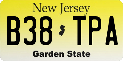 NJ license plate B38TPA