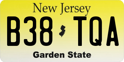 NJ license plate B38TQA