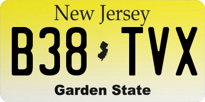 NJ license plate B38TVX