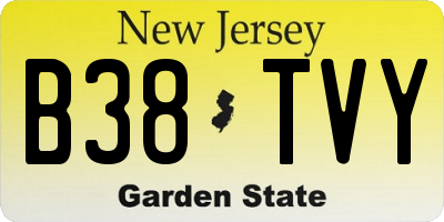 NJ license plate B38TVY