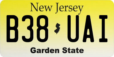 NJ license plate B38UAI