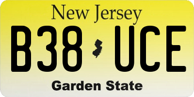NJ license plate B38UCE