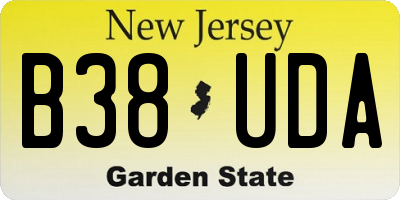 NJ license plate B38UDA