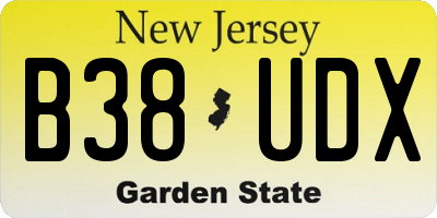 NJ license plate B38UDX