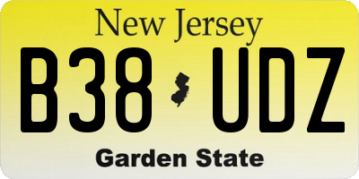 NJ license plate B38UDZ