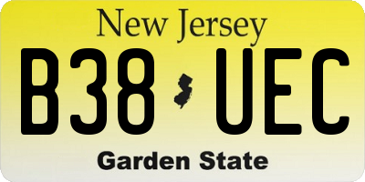 NJ license plate B38UEC