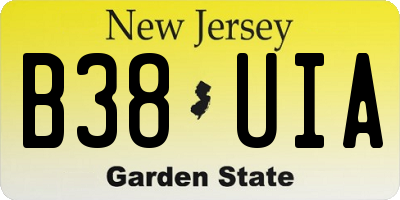 NJ license plate B38UIA