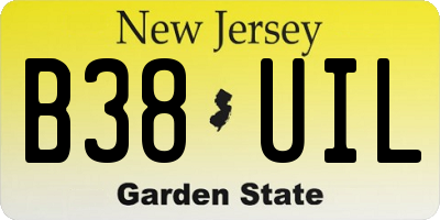 NJ license plate B38UIL