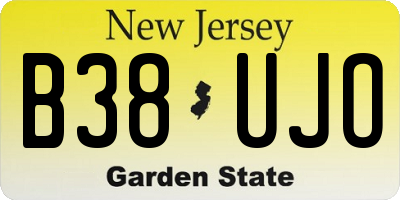 NJ license plate B38UJO