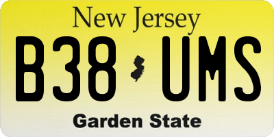 NJ license plate B38UMS