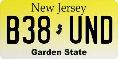 NJ license plate B38UND
